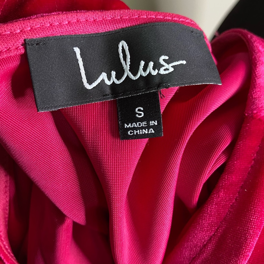 Lulus Pink Velvet Wrap Dress Small - Picture 5 of 5